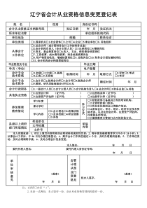 辽宁省会计从业资格信息变更登记表