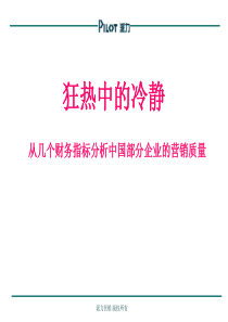 狂热中的冷静——从几个财务指标分析中国部分企业的营销质量