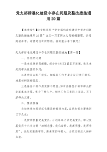 党支部标准化建设中存在问题及整改措施通用20篇