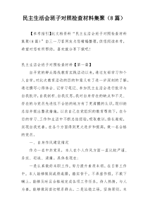 民主生活会班子对照检查材料集聚（8篇）