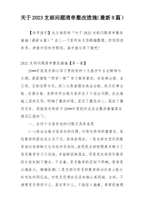 关于2023支部问题清单整改措施（最新8篇）