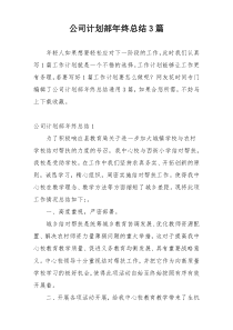 公司计划部年终总结3篇