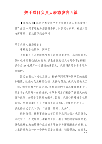 关于项目负责人表态发言5篇