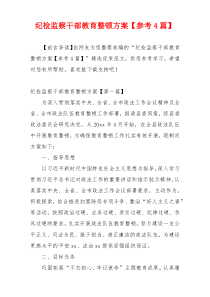 纪检监察干部教育整顿方案【参考4篇】