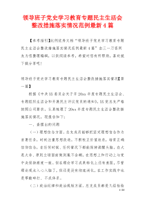 领导班子党史学习教育专题民主生活会整改措施落实情况范例最新4篇