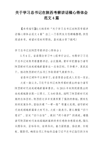 关于学习总书记在陕西考察讲话稿心得体会范文4篇