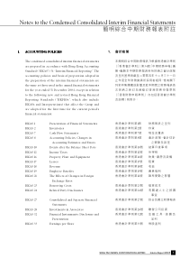 简明综合中期财务报表附注