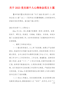 关于2023党支部个人心得体会范文5篇