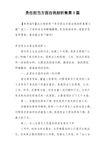 责任担当方面自我剖析集聚3篇