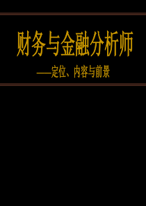 财务与金融分析的定位、内容和前景