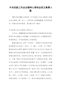 中央民族工作会议精神心得体会范文集聚4篇