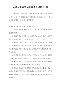 自查或收集到的批评意见通用20篇