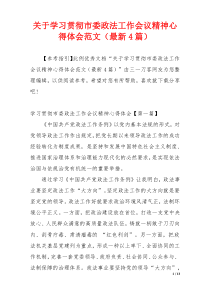 关于学习贯彻市委政法工作会议精神心得体会范文（最新4篇）