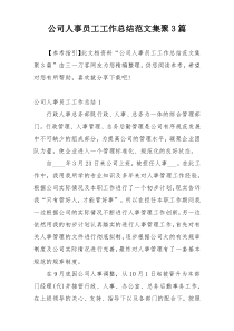 公司人事员工工作总结范文集聚3篇