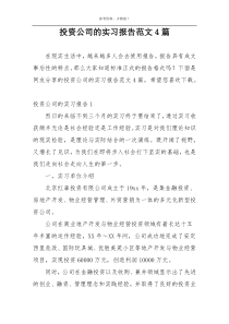 投资公司的实习报告范文4篇