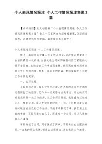 个人表现情况简述 个人工作情况简述集聚3篇