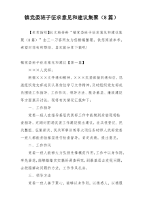 镇党委班子征求意见和建议集聚（8篇）