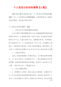 个人党性分析材料集聚【4篇】