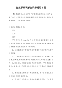 打架事故调解协议书通用3篇