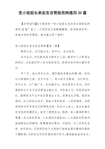 党小组组长表态发言简短范例通用20篇