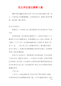 民主评议登记集聚5篇