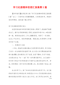 学习纪委精神思想汇报集聚5篇