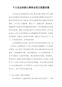 个人社会实践心得体会范文短篇多篇