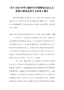 关于2023年学习新时代中国特色社会主义思想心得体会范文【实用8篇】