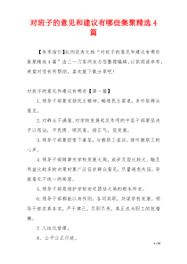 对班子的意见和建议有哪些集聚精选4篇