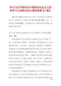 学习习近平新时代中国特色社会主义思想学习心得体会范文博客集聚【4篇】