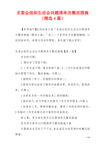 支委会组织生活会问题清单及整改措施（精选4篇）