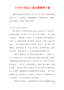 《不负十四亿》观后感集聚5篇