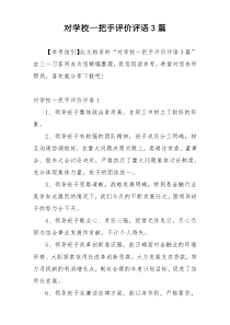 对学校一把手评价评语3篇