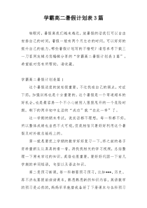 学霸高二暑假计划表3篇