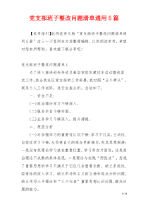 党支部班子整改问题清单通用5篇