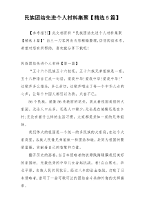 民族团结先进个人材料集聚【精选5篇】