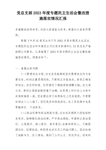 党总支部2023年度专题民主生活会整改措施落实情况汇报