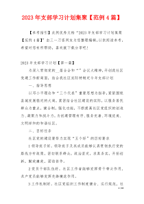 2023年支部学习计划集聚【范例4篇】