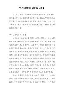 学习日计划【精选5篇】