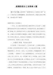 疫情防控分工安排表3篇