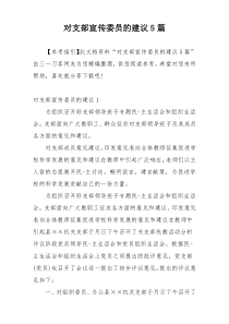 对支部宣传委员的建议5篇