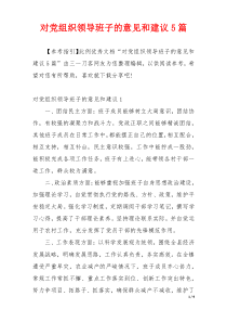 对党组织领导班子的意见和建议5篇