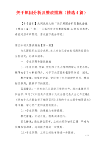 关于原因分析及整改措施（精选4篇）