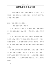 运营总监工作计划文章