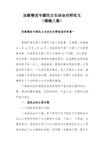 巡察整改专题民主生活会对照范文（精编八篇）