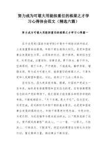 努力成为可堪大用能担重任的栋梁之才学习心得体会范文（精选六篇）