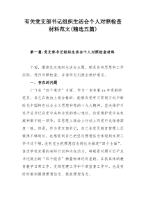 有关党支部书记组织生活会个人对照检查材料范文(精选五篇)