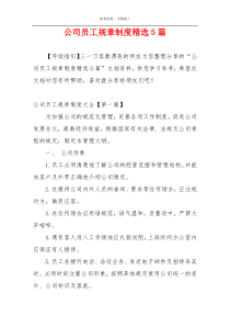 公司员工规章制度精选5篇