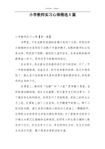 小学教师实习心得精选5篇