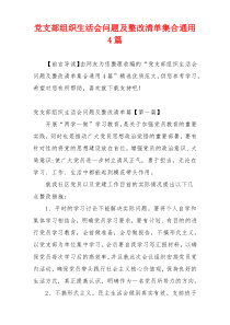 党支部组织生活会问题及整改清单集合通用4篇